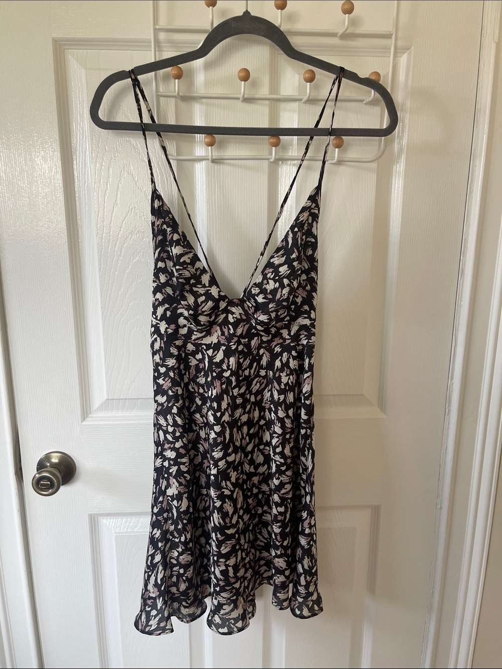 Black Floral V-Neck Slip Mini Dress